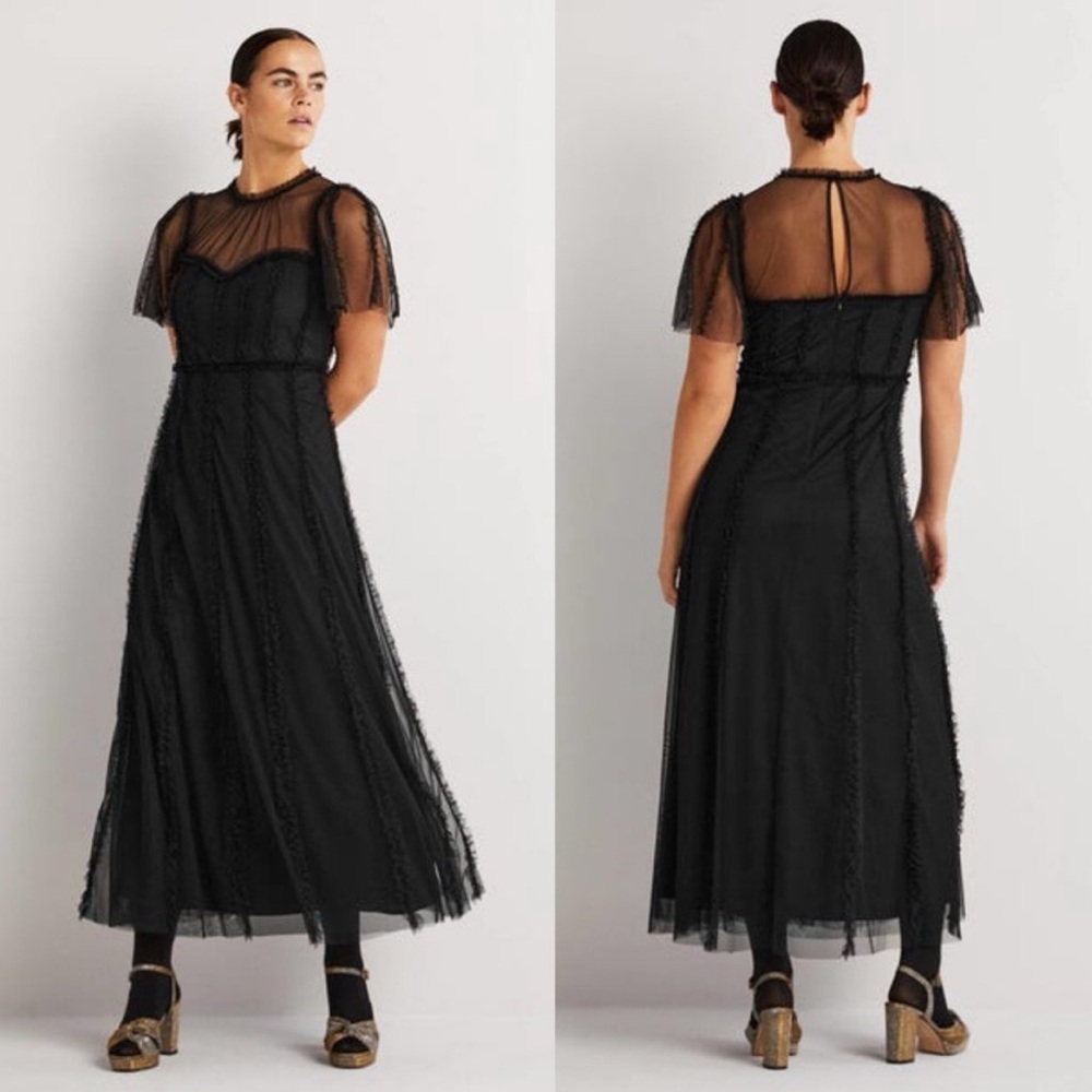 Boden | Frill Tulle Maxi Dress Black